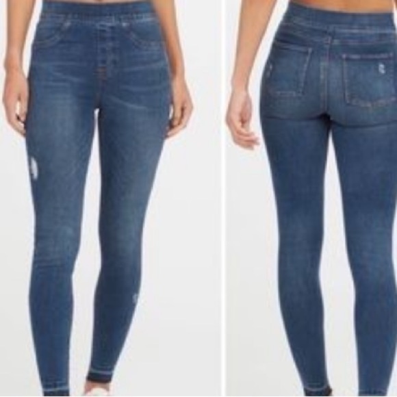 SPANK Distressed Ankle Skinny Jeans, Sz Small Distressed Medium Wash - Picture 3 of 11